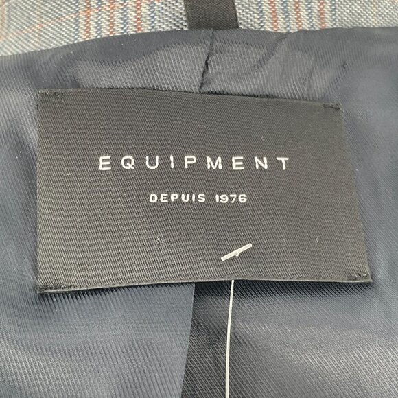 NWT Equipment Jeanne Longline Blazer Blue Glen Plaid One Button Wool-Blend 8 - Picture 12 of 13